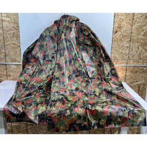 Vintage Swiss Army Alpenflage Camouflage Waterproof Poncho Hooded 64x82" MilSpec